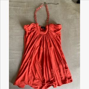 SKY Beaded Halter Coral Top
